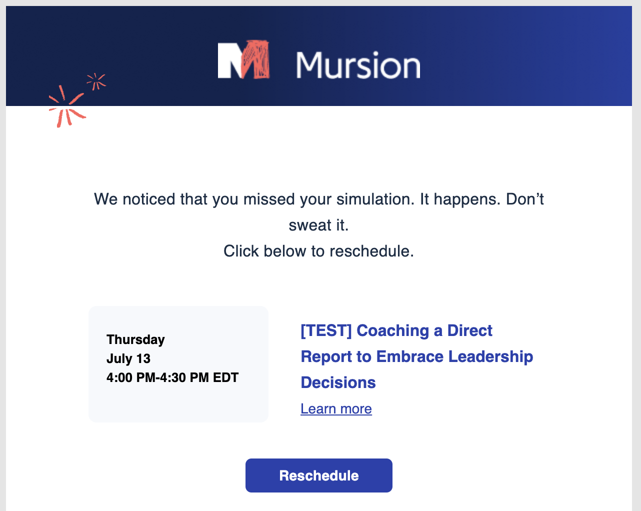 Mursion Simulation Rescheduling a Simulation